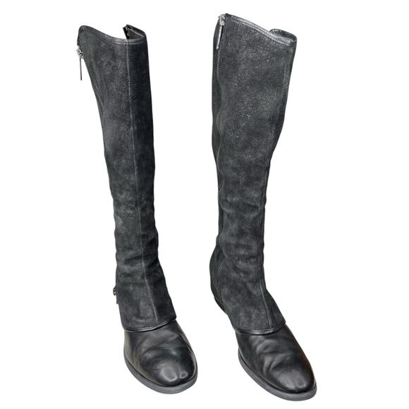 Donald J Pliner Women’s Devi Black Saddle Suede Riding Boots Size US 10 - Picture 5 of 13